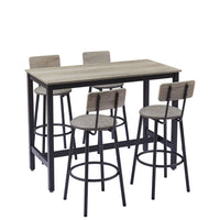 Rustic 5-Piece Bar Height Dining Set with Distressed Wood Top Table and 4 Stools USA