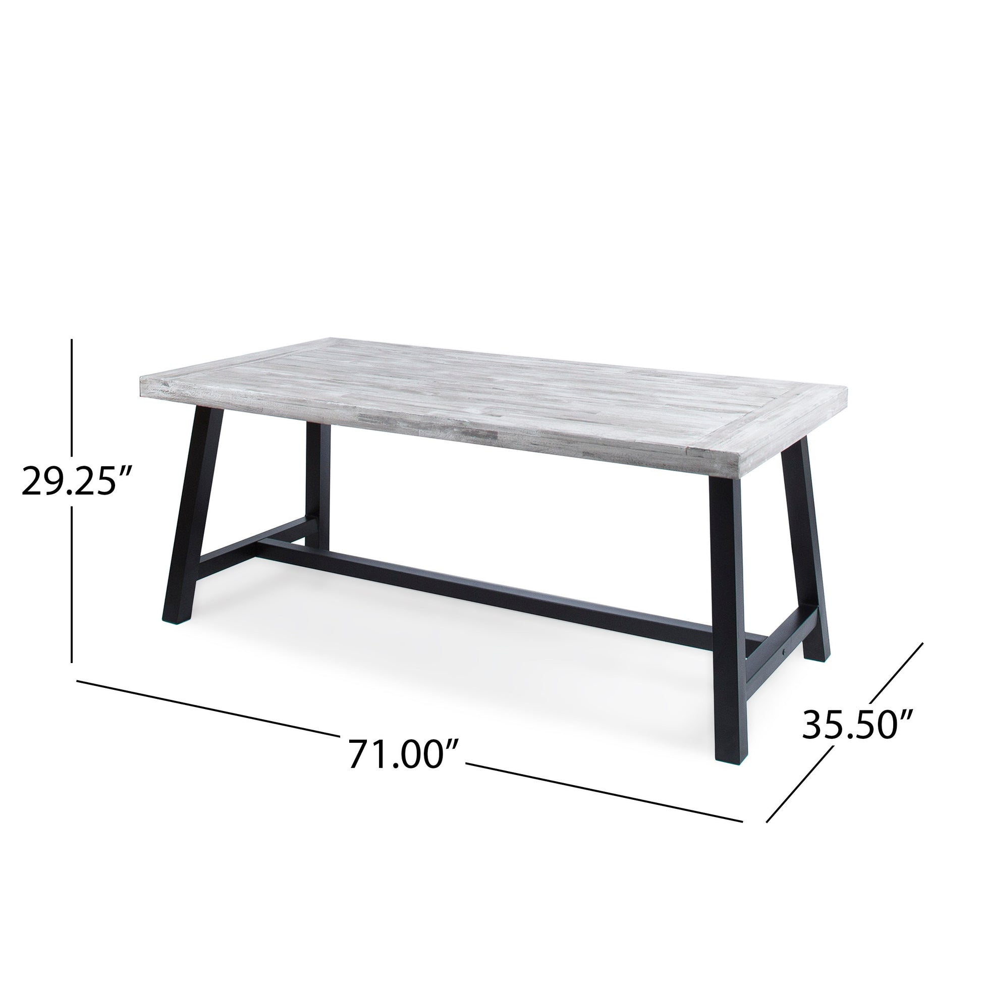 Rustic Acacia Wood Outdoor Dining Table with Steel Frame USA