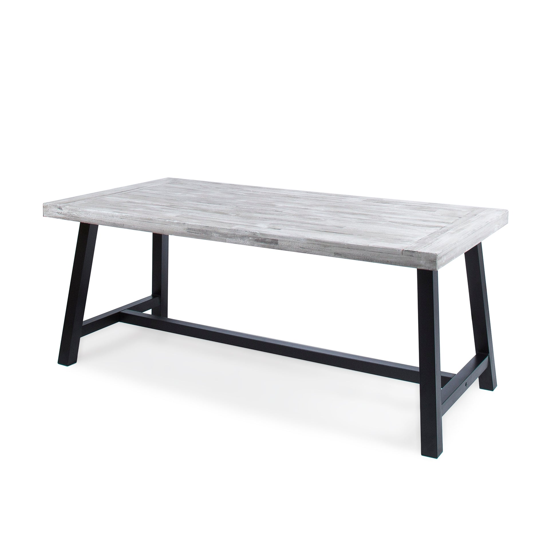 Rustic Acacia Wood Outdoor Dining Table with Steel Frame USA