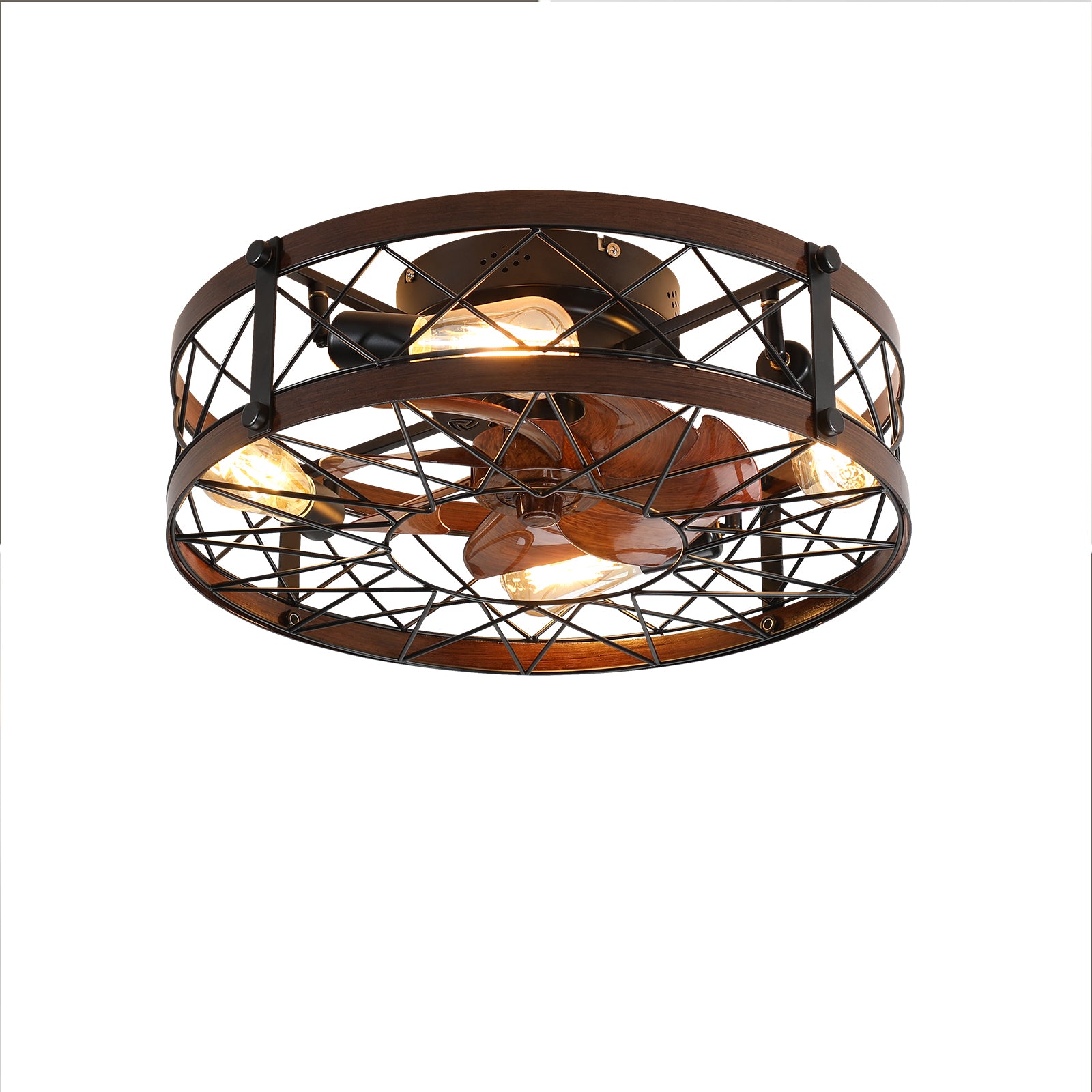 Rustic Farmhouse 5-Light Antique Bronze Flush Mount Ceiling Light with Tiffany Style Floral Glass Shade USA