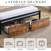 Rustic Farmhouse Wood Platform Bed with Storage Drawers- USA