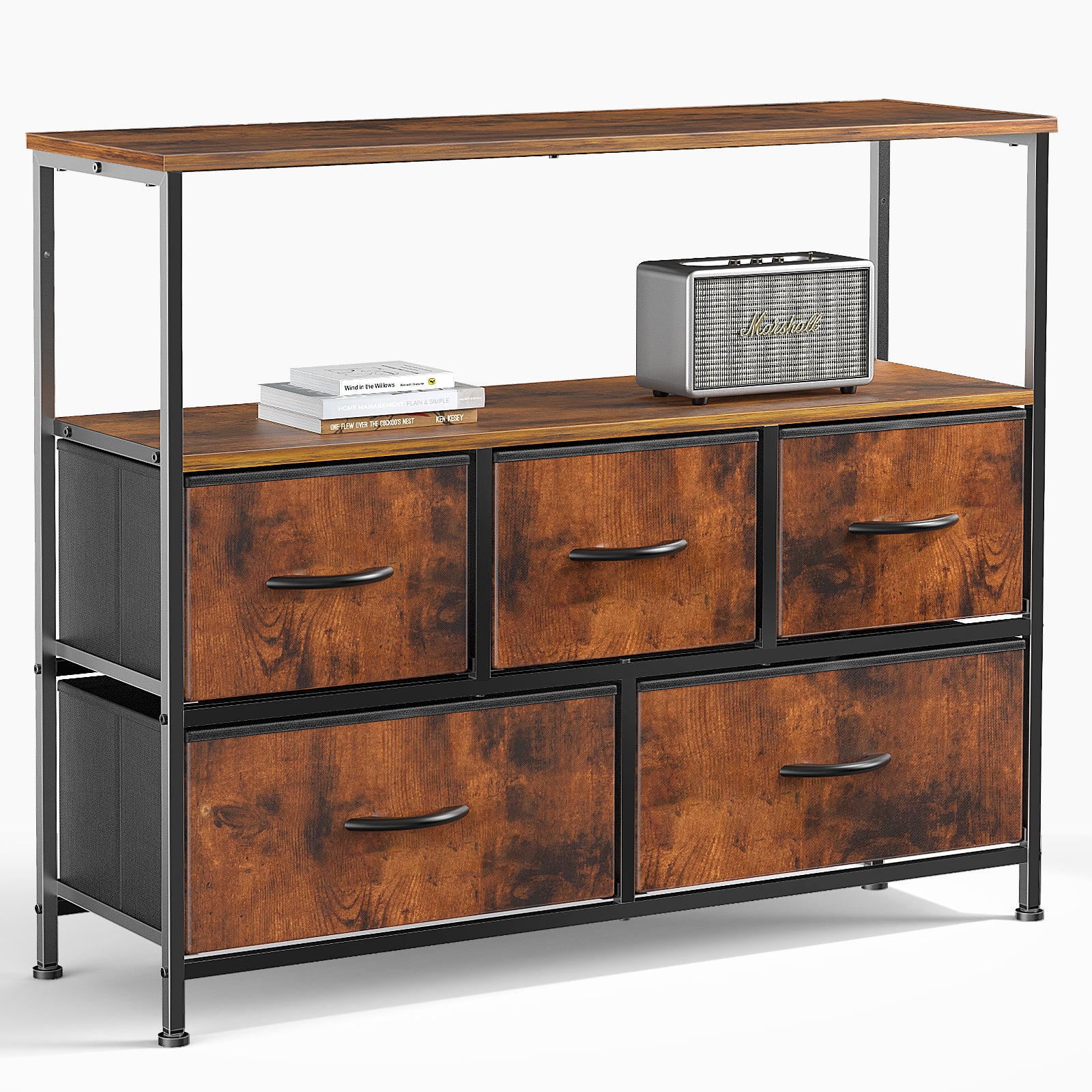 Rustic Industrial 6-Drawer Console Table USA