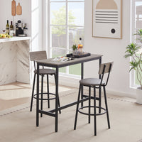 Rustic Industrial Bar Table Set with 2 Stools USA