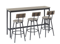 Rustic Industrial Dining Table Set with 4 Bar Stools USA