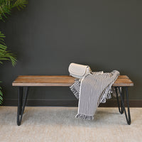 Rustic Industrial Wooden Dining Bench with Metal Frame USA