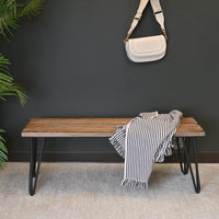 Rustic Industrial Wooden Dining Bench with Metal Frame USA