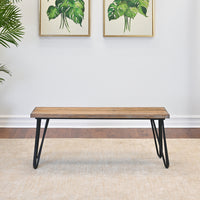 Rustic Industrial Wooden Dining Bench with Metal Frame USA