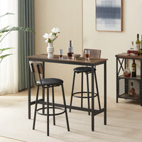 Rustic Pub Table Set with 2 Bar Stools Furnistra USA