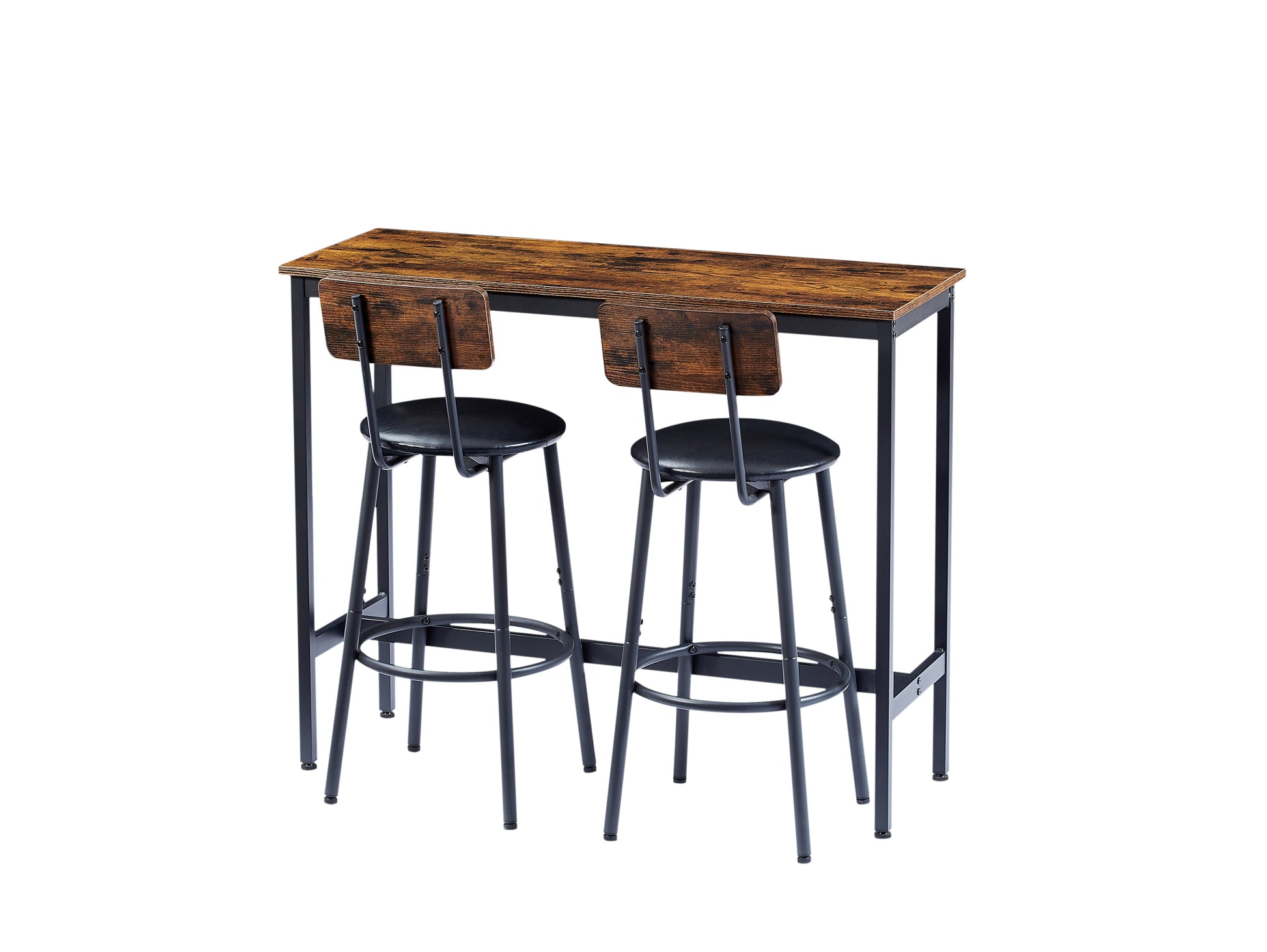 Rustic Pub Table Set with 2 Bar Stools Furnistra USA