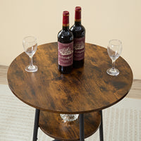 Rustic Pub Table Set with 2 Upholstered Stools USA