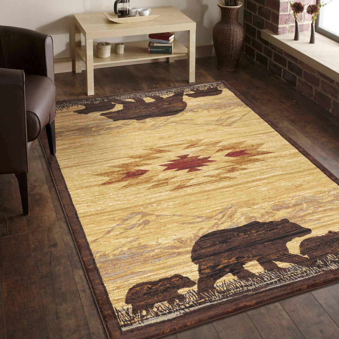 Rustic Southwest Bear Cabin Rug USA