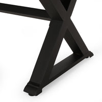 Rustic X-Frame Outdoor Dining Bench in Matte Black Finish USA