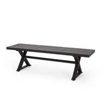 Rustic X-Frame Outdoor Dining Bench in Matte Black Finish USA