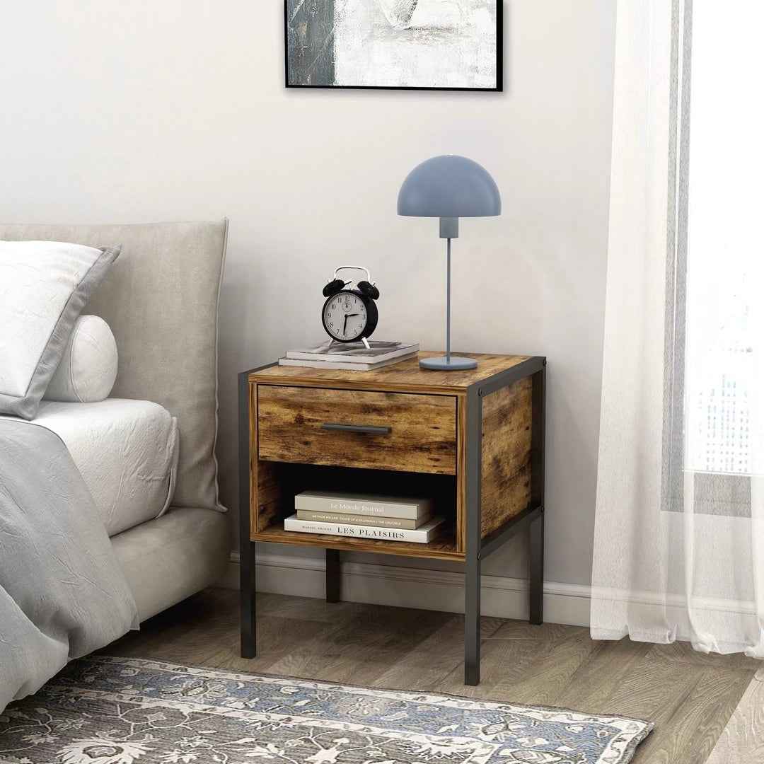 Set of 2 Rustic Industrial Nightstands by Furnistra