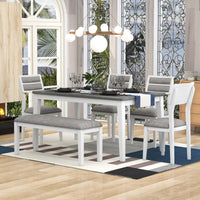 Sophisticated Farmhouse 7-Piece Dining Set with Table and Upholstered Chairs USA