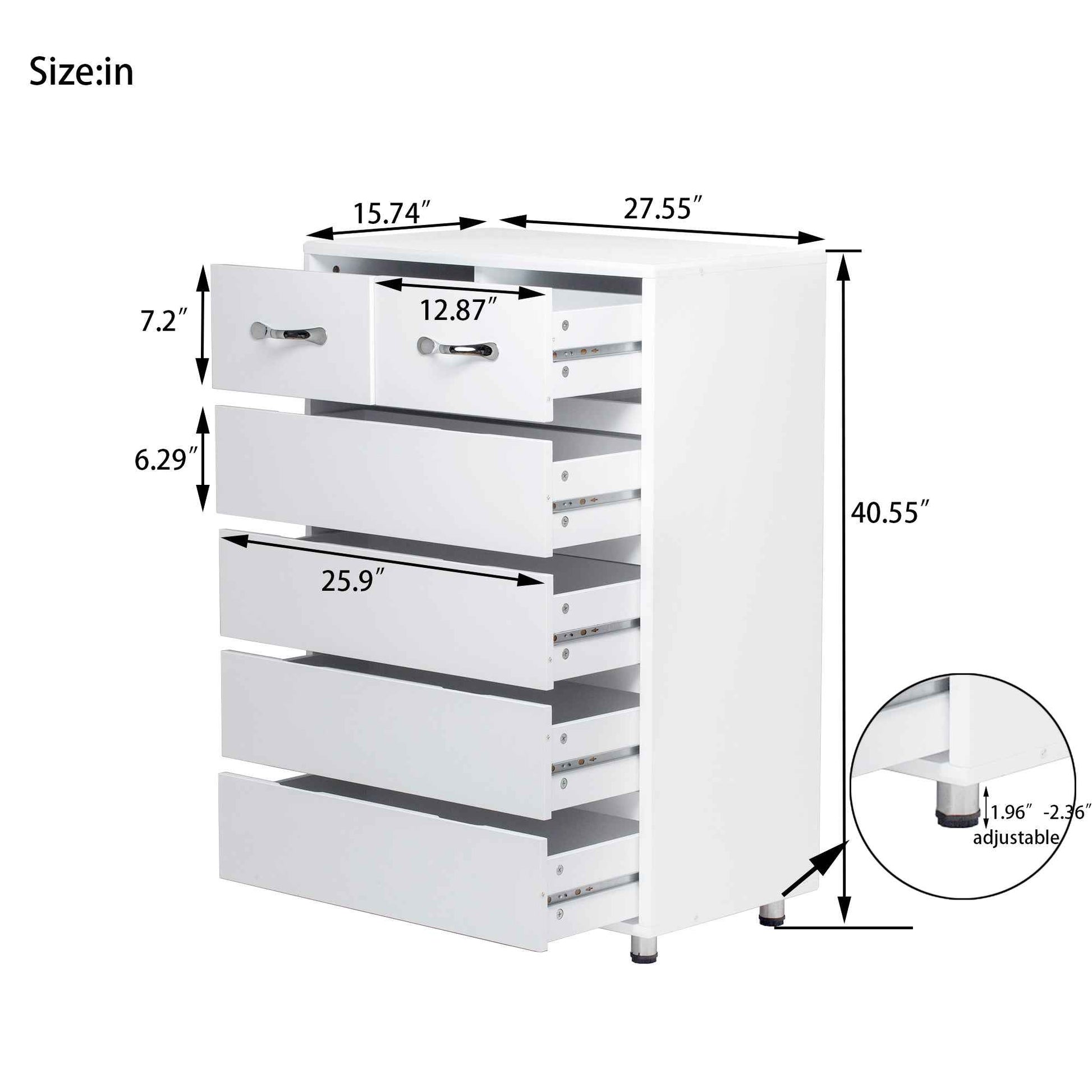 Sophisticated White Six-Drawer Bedroom Dresser