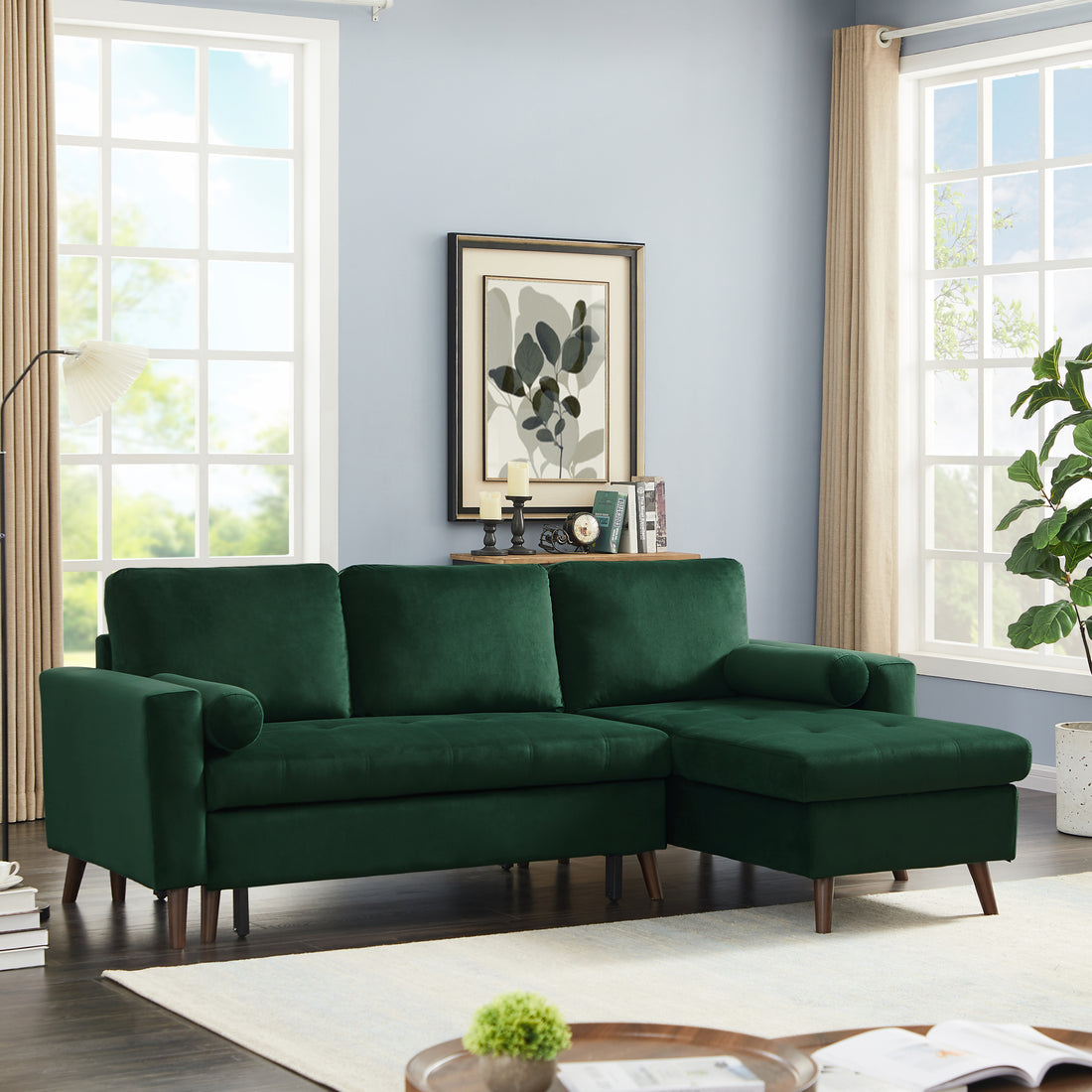 Stunning 88-Inch Reversible Sleeper Sectional Sofa with Storage USA