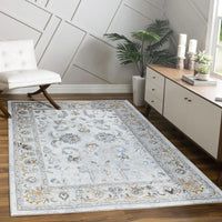 Stunning Transitional Polyester Blue Area Rug USA