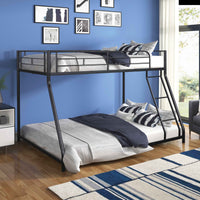 Sturdy Metal Twin over Full Bunk Bed with Guardrail- USA