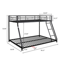 Sturdy Metal Twin over Full Bunk Bed with Guardrail- USA