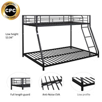 Sturdy Metal Twin over Full Bunk Bed with Guardrail- USA