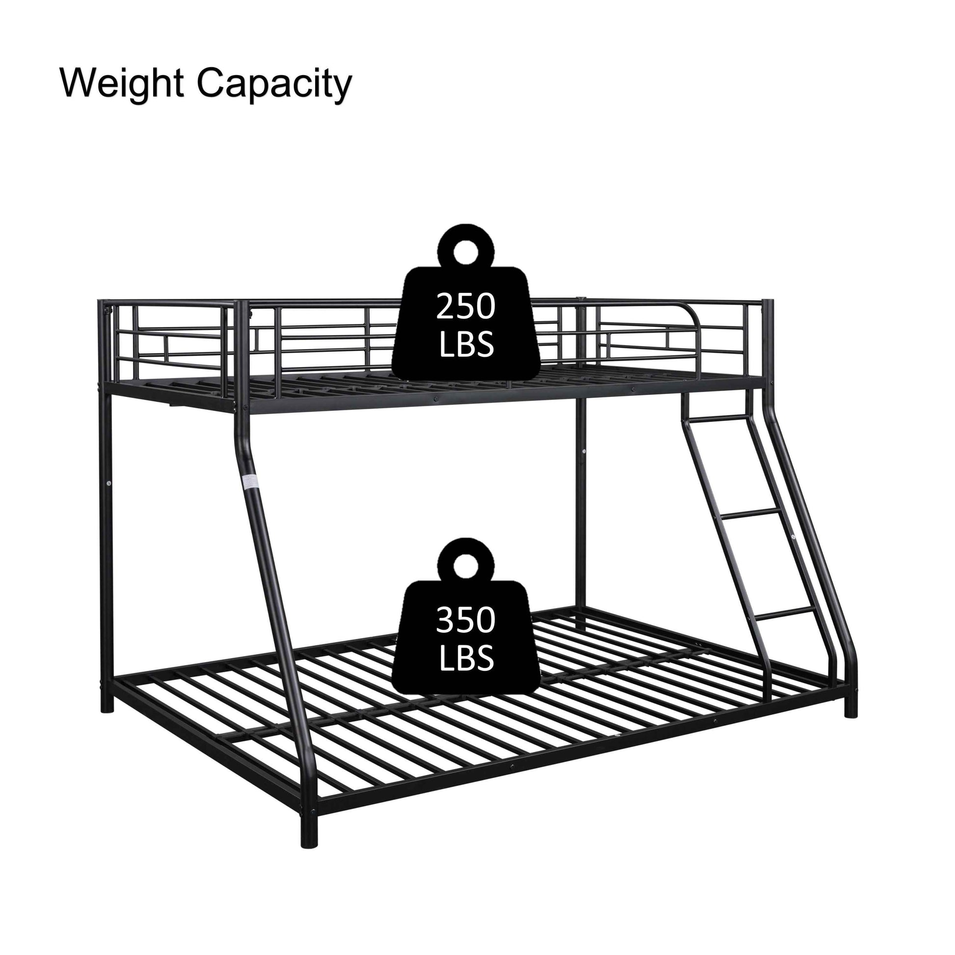 Sturdy Metal Twin over Full Bunk Bed with Guardrail- USA