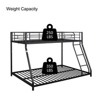 Sturdy Metal Twin over Full Bunk Bed with Guardrail- USA