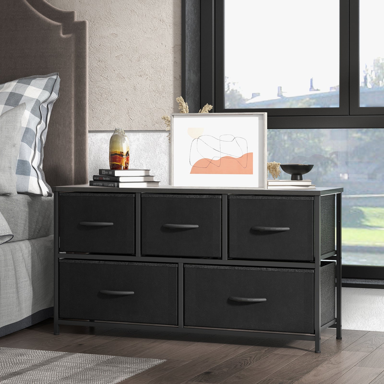 Stylish 6-Drawer Dresser with TV Stand - Modern Bedroom Storage Solution USA