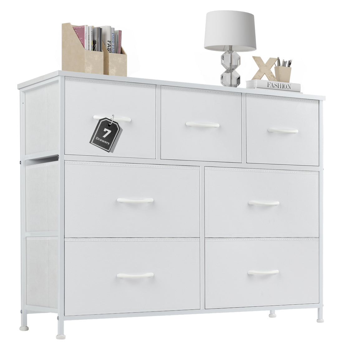 Stylish 7-Drawer Dresser in White Finish USA