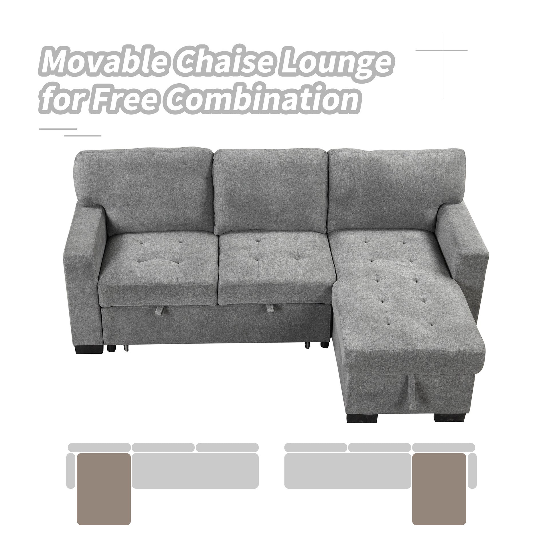 Stylish Convertible Sectional Sofa with Storage and USB Ports USA