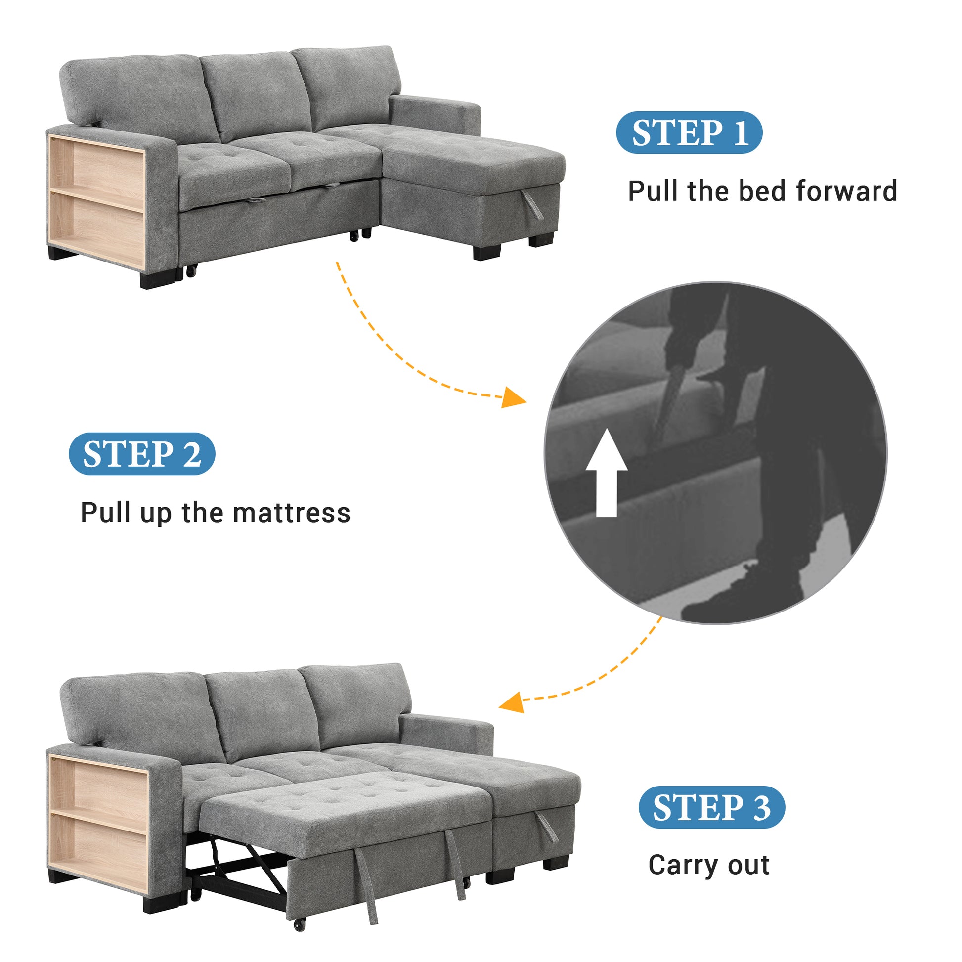 Stylish Convertible Sectional Sofa with Storage and USB Ports USA