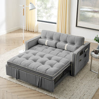 Stylish Modern 55.5 Convertible Sofa Bed with Storage Ottomans USA