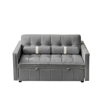 Stylish Modern 55.5 Convertible Sofa Bed with Storage Ottomans USA