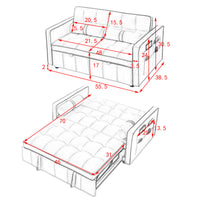 Stylish Modern 55.5 Convertible Sofa Bed with Storage Ottomans USA