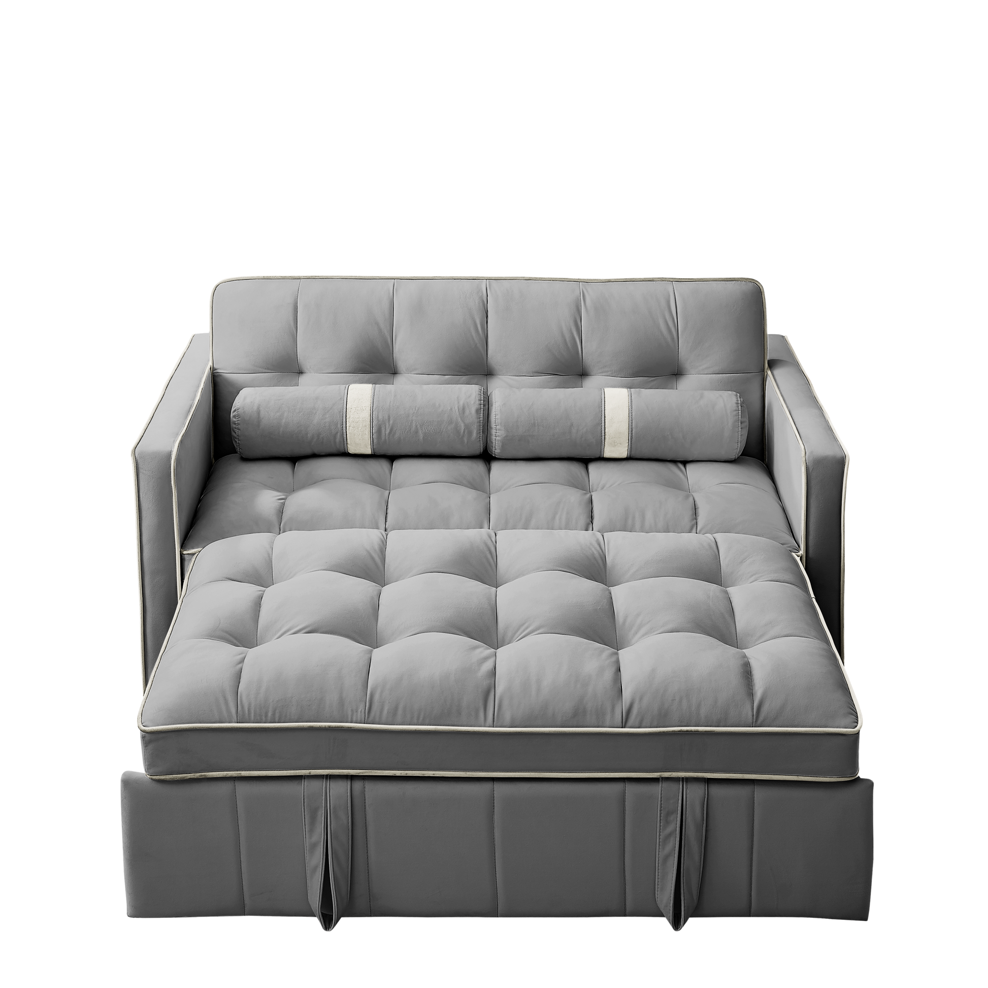 Stylish Modern 55.5 Convertible Sofa Bed with Storage Ottomans USA