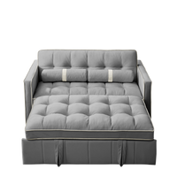 Stylish Modern 55.5 Convertible Sofa Bed with Storage Ottomans USA