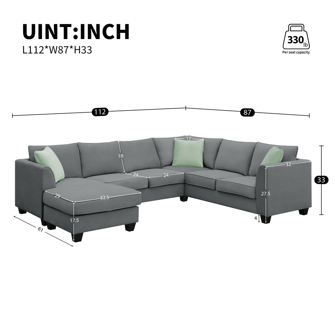 Stylish Modern Living Room Set with Sectional Sofa USA