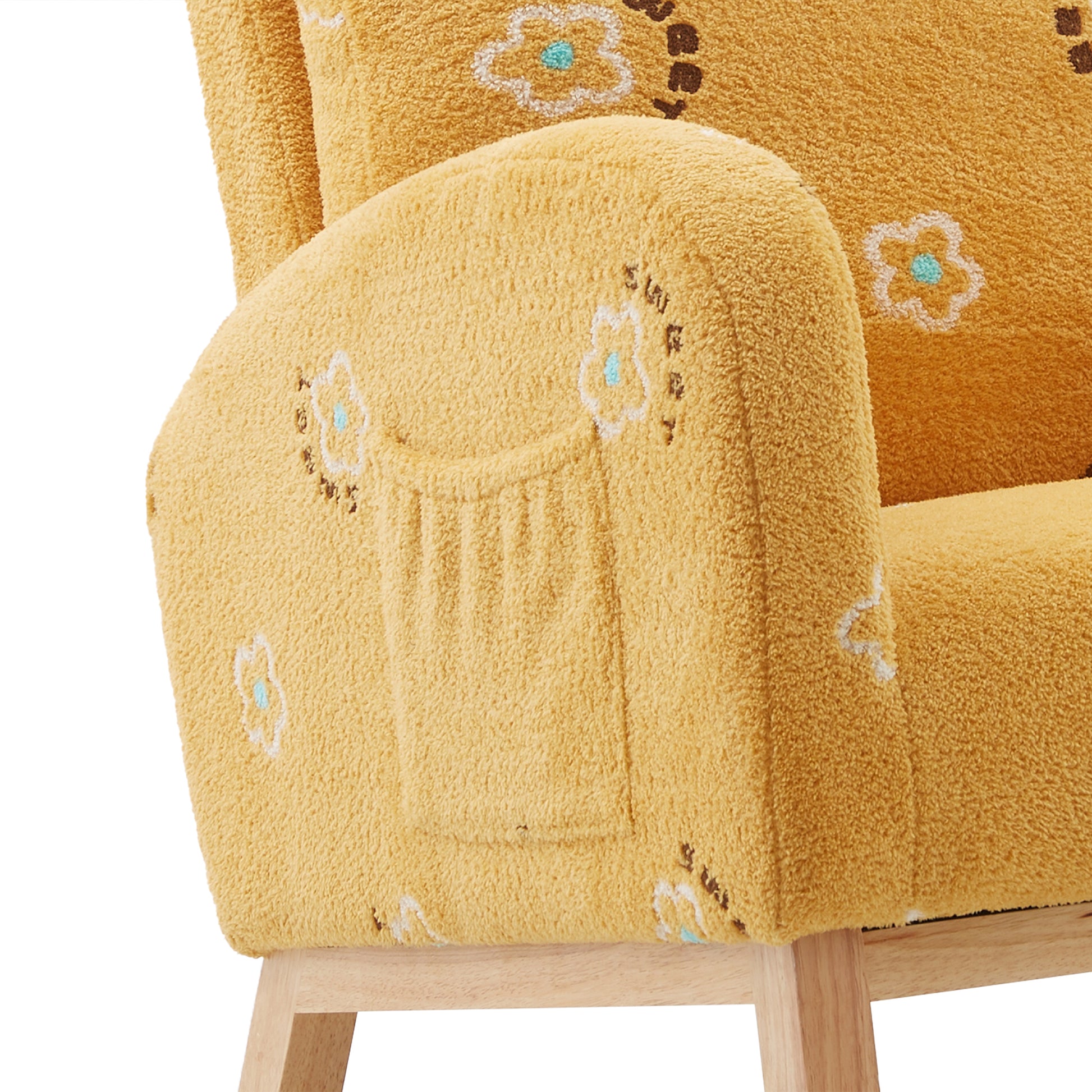 Stylish Mustard Yellow Upholstered Rocking Armchair USA