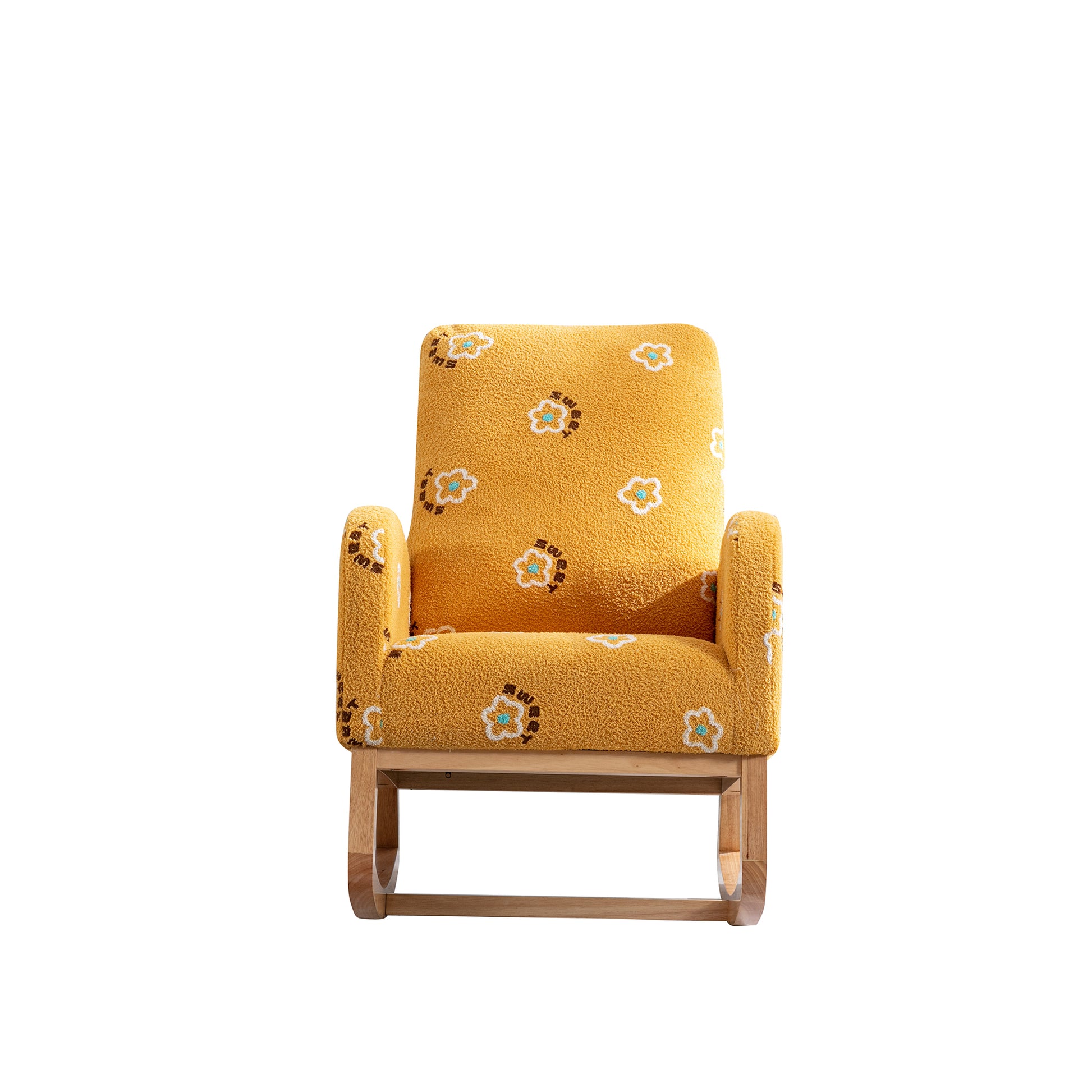 Stylish Mustard Yellow Upholstered Rocking Armchair USA