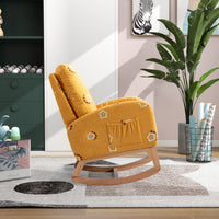 Stylish Mustard Yellow Upholstered Rocking Armchair USA