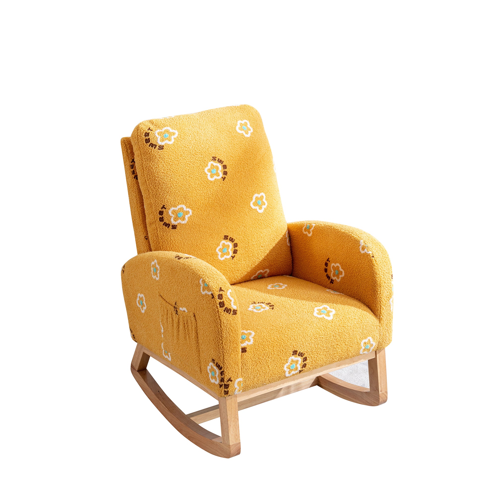 Stylish Mustard Yellow Upholstered Rocking Armchair USA