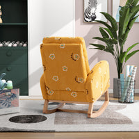 Stylish Mustard Yellow Upholstered Rocking Armchair USA