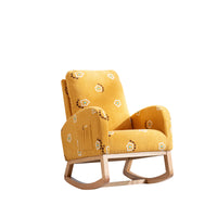 Stylish Mustard Yellow Upholstered Rocking Armchair USA