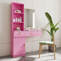 Stylish Pink Modern Vanity Desk with Shelving Unit USA