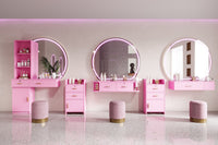 Stylish Pink Modern Vanity Desk with Shelving Unit USA