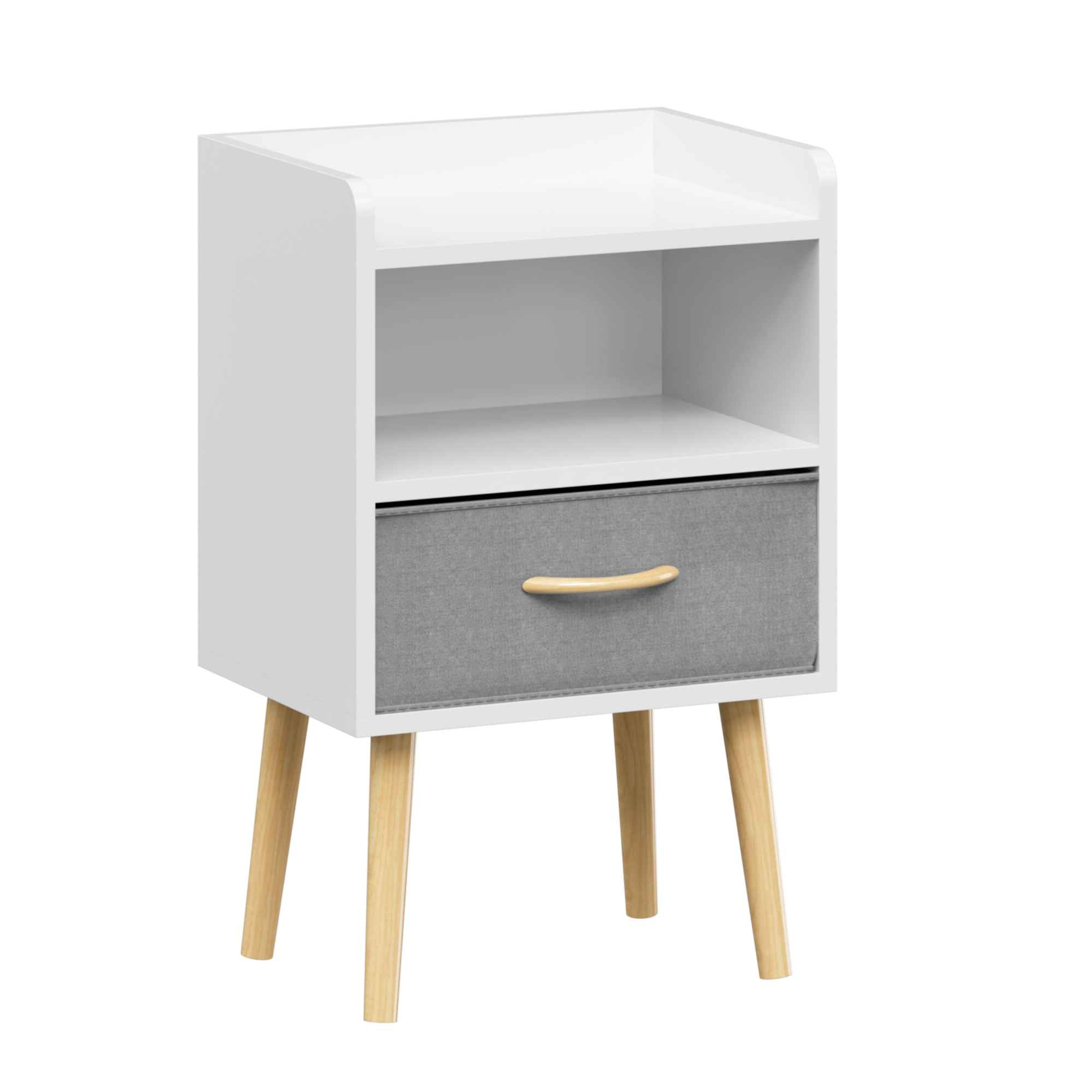 Stylish Retro 2-Drawer Storage Cabinet with Open Shelves