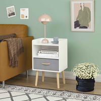 Stylish Retro 2-Drawer Storage Cabinet with Open Shelves