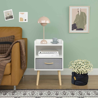 Stylish Retro 2-Drawer Storage Cabinet with Open Shelves