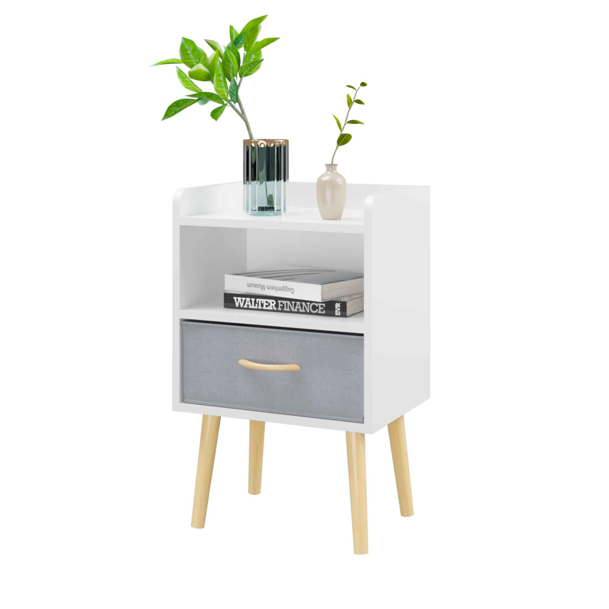 Stylish Retro 2-Drawer Storage Cabinet with Open Shelves