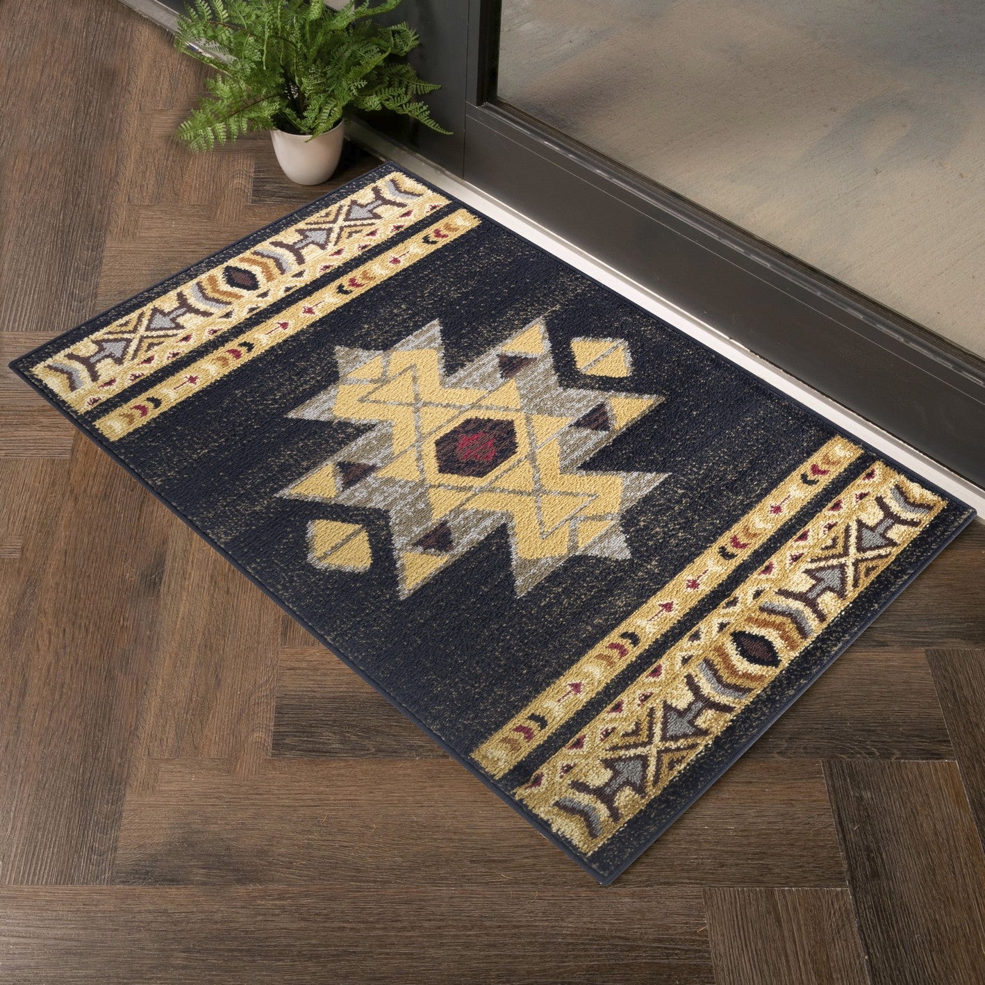 Stylish Southwest Accent Rug - 2 x 3 Black Woven Tribal Decor USA